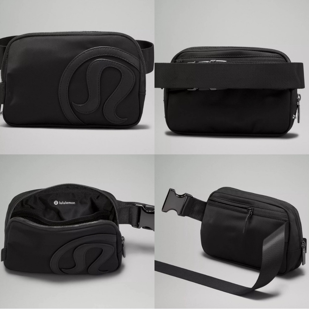 Lululemon Limited Edition Black Everywhere Belt Bag 1L Large Logo Sporty